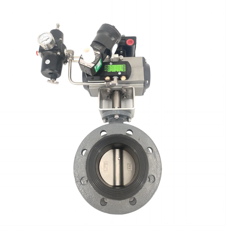 Pneumatic Cam khwb cia hlau Flange Npauj Npaim Valve