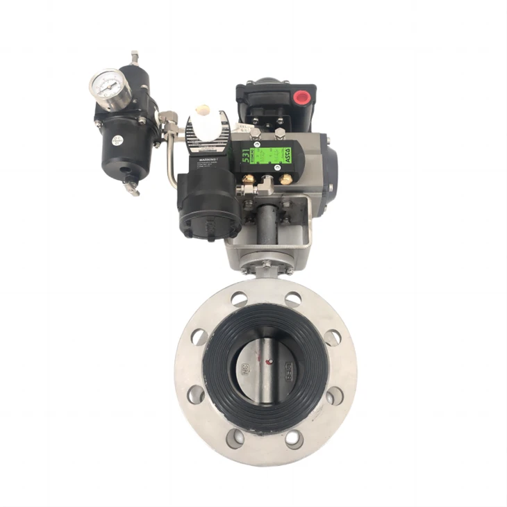 Pneumatic Stainless Hlau Flange Npauj Npaim Valve