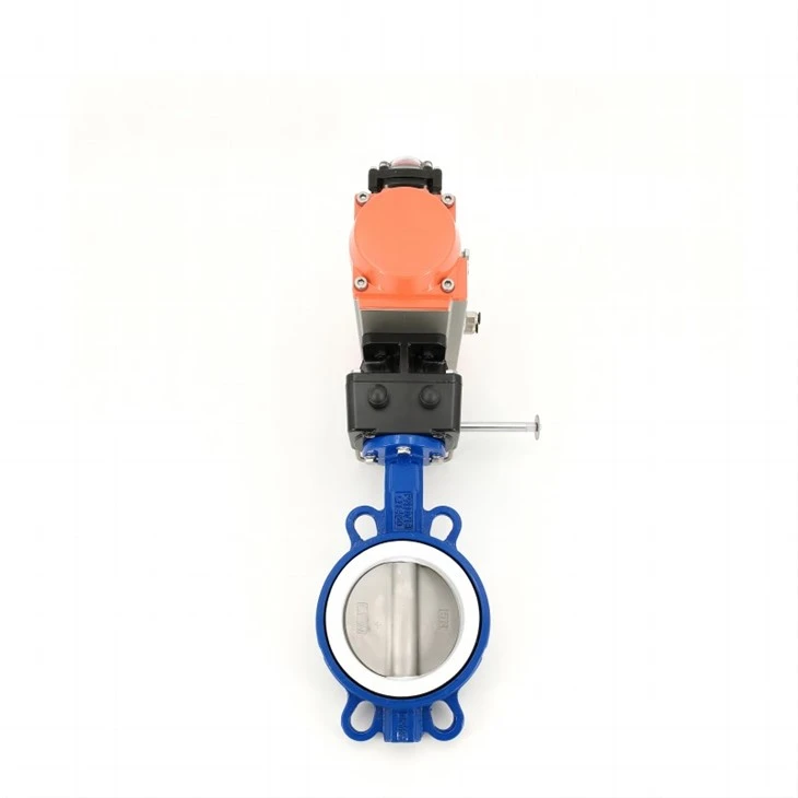 Pneumatic Wafer Npauj Npaim Valve Nrog Kev Taw Qhia Mechanism