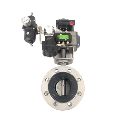 Pneumatic Stainless Hlau Flange Npauj Npaim Valve